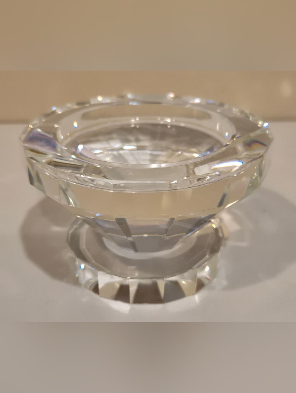 Rosenthal Faceted Clear Crystal Glass Candle Holder - Home Dining Accent